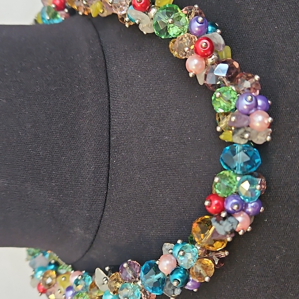 Woven Beaded Necklace Multicolor - Picture 4 of 11